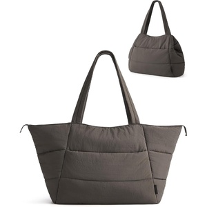 BAGSMART 2-in-1 Tote Bag for Women, Puffy Trapezoid Work Travel Handbag(Dim Gray)
