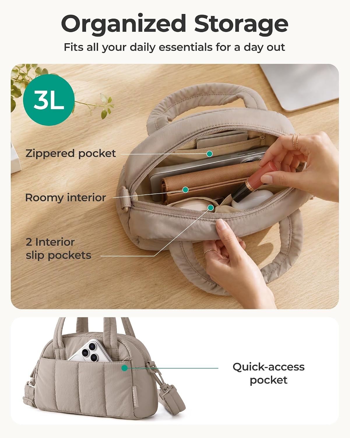 image:imageBAGSMART Crossbody Bags for Women Puffy Travel Purse Small Wallet HandbagsCoffee Brown