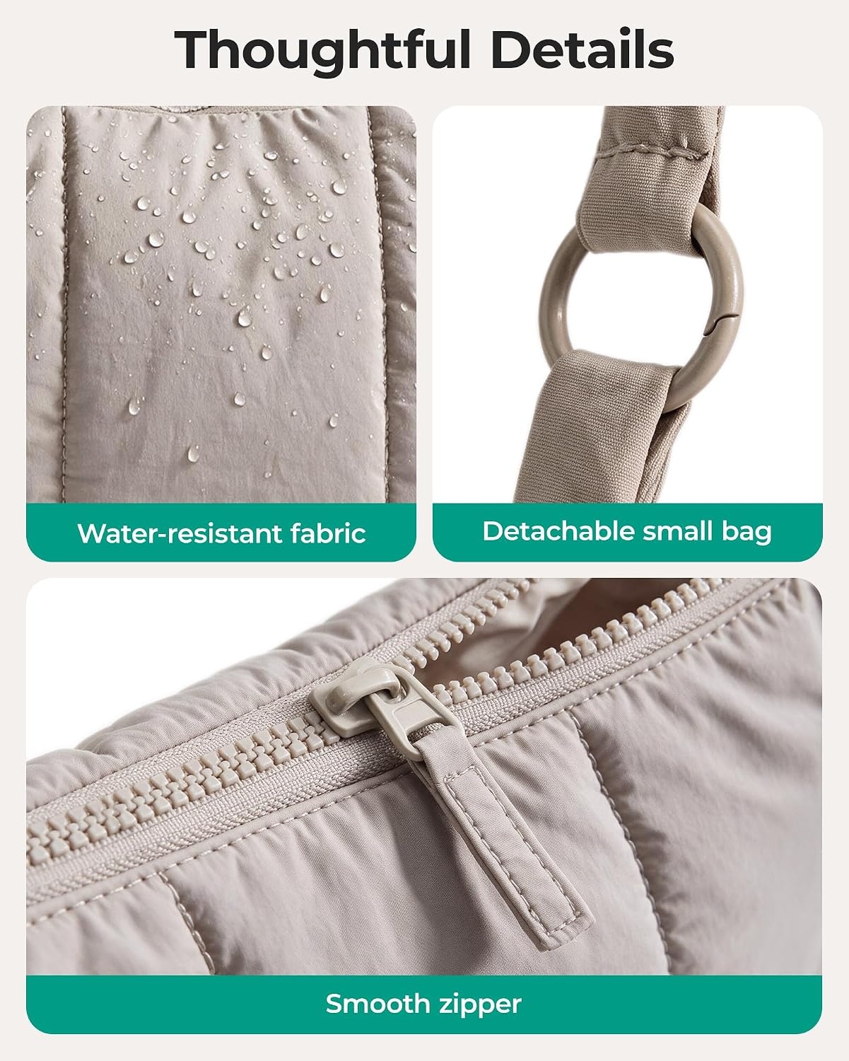 image:imageBAGSMART Puffer Crossbody Bags for Women with Pouch 2Piece Hobo PursesCharcoal Grey
