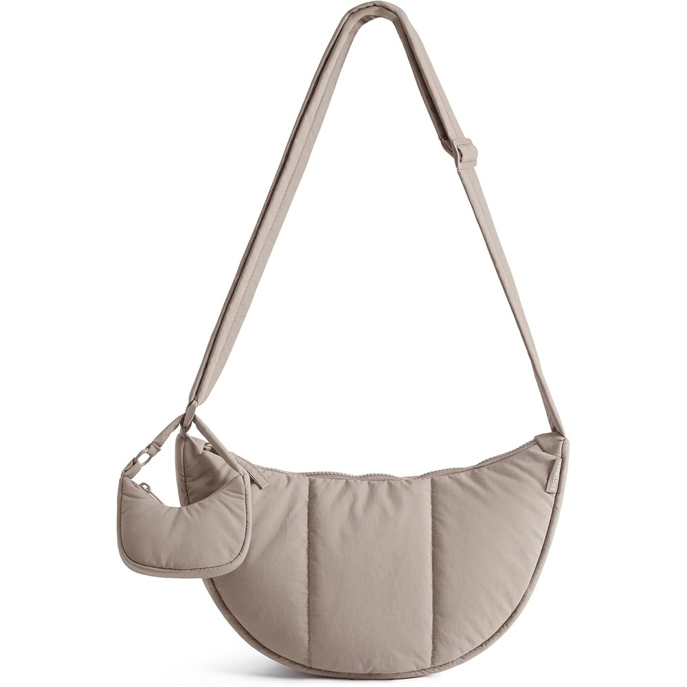 image:imageBAGSMART Puffer Crossbody Bags for Women with Pouch 2Piece Hobo PursesLatte Brown