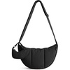 BAGSMART Puffer Crossbody Bags for Women with Pouch, 2-Piece Hobo Purses(Black)