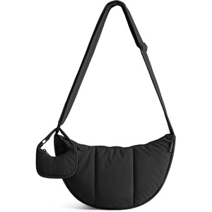 BAGSMART Puffer Crossbody Bags for Women with Pouch, 2-Piece Hobo Purses(Black)